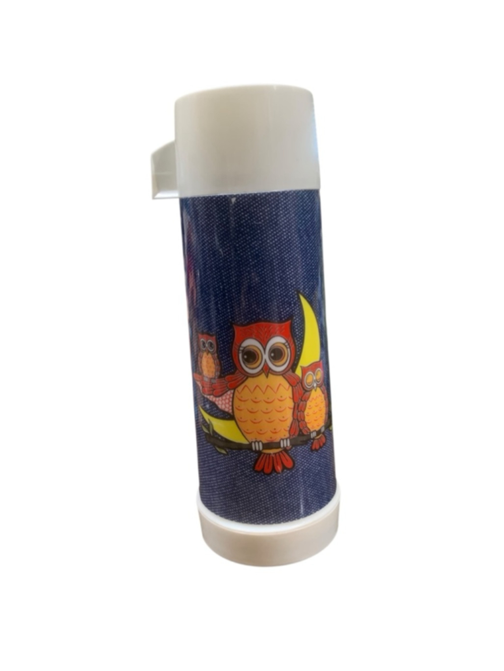 Vntg 70’s Aladdin Blue & White Owl Print Thermos One Size